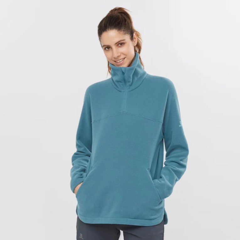 Sudaderas Salomon Essential Cosy Fleece Mujer Turquesa | MX EHBM649